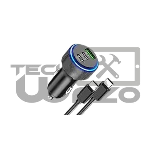 Chargeur de voiture USB et Type C 20 watts avec câble type C vert typa C