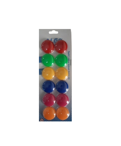 12 AIMANTS MAGNÉTIQUES 30 mm COULEURS ASSORTIES ALGO