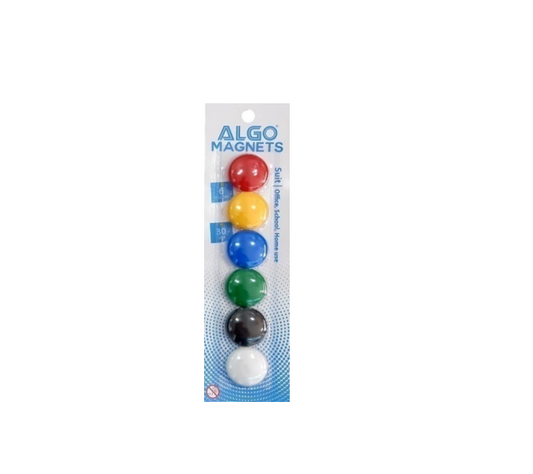 6 AIMANTS MAGNÉTIQUES 30 mm COULEURS ASSORTIES ALGO