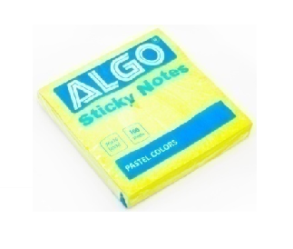 BLOC NOTE ADHESIF 100 FEUILLES 76X76 mm  JAUNE PASTEL ALGO