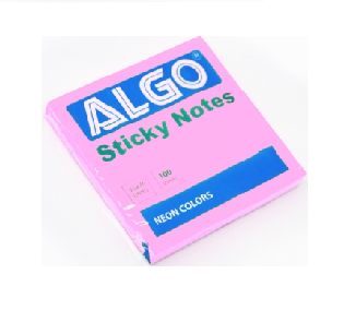 BLOC NOTE ADHESIVES 100 FEUILLES 76X76 mm FLUO ROSE ALGO