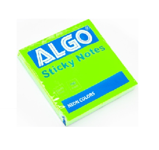 BLOC NOTE ADHESIVES 100 FEUILLES 76X76 mm FLUO VERT ALGO