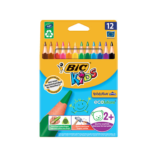 CRAYON COULEUR DE 12 BIC TRIANGLES KIDS ECOLUTIONS R