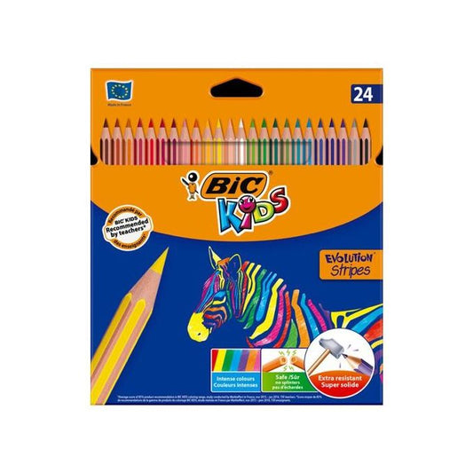 CRAYON COULEUR DE 24 BIC STRIPES REF : 950525/9133