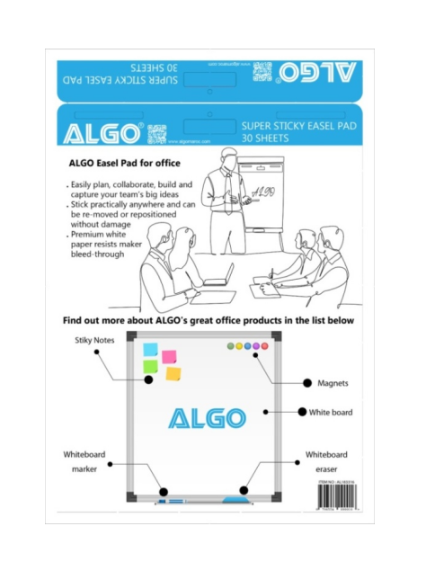 FLIPCHART PAD POUR TABLEAU 30 FEUILLES 90 Gr ALGO