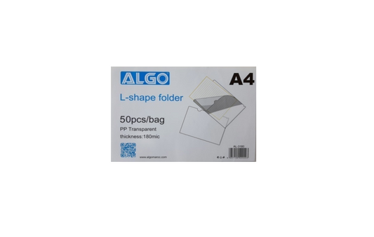 PACK DE 50 CHEMISES COIN L-SHAPE A4 180 mic ALGO