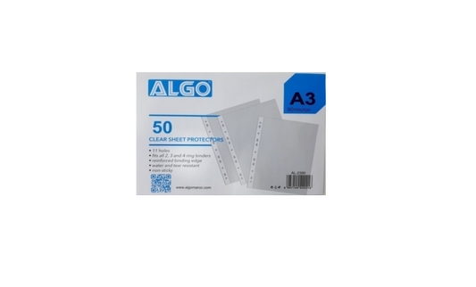PACK DE 50 POCHETTES PERFOREES A3 90mic ALGO