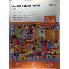 PAPIER PHOTO A4 20F 180G DELI REF:L303