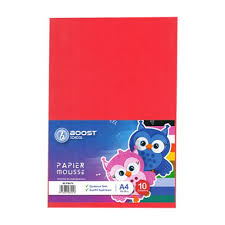 POCHETTE DE 10 F PAPIER MOUSSE AUTOCOLLANT BRILLANT 20X30 A4  BOOST SCHOOL REF
:BS-PM469