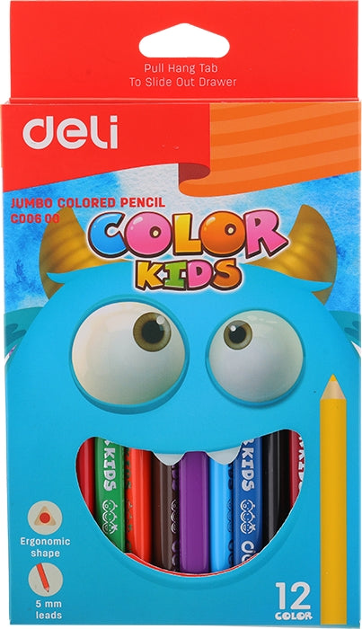 CRAYON COULEUR DE 12 GM DELI JOMBO REF : C00600