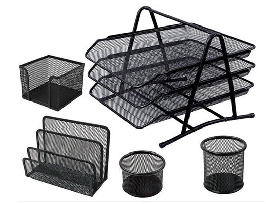 Ensemble de bureau en métal 6 pieces – Noir